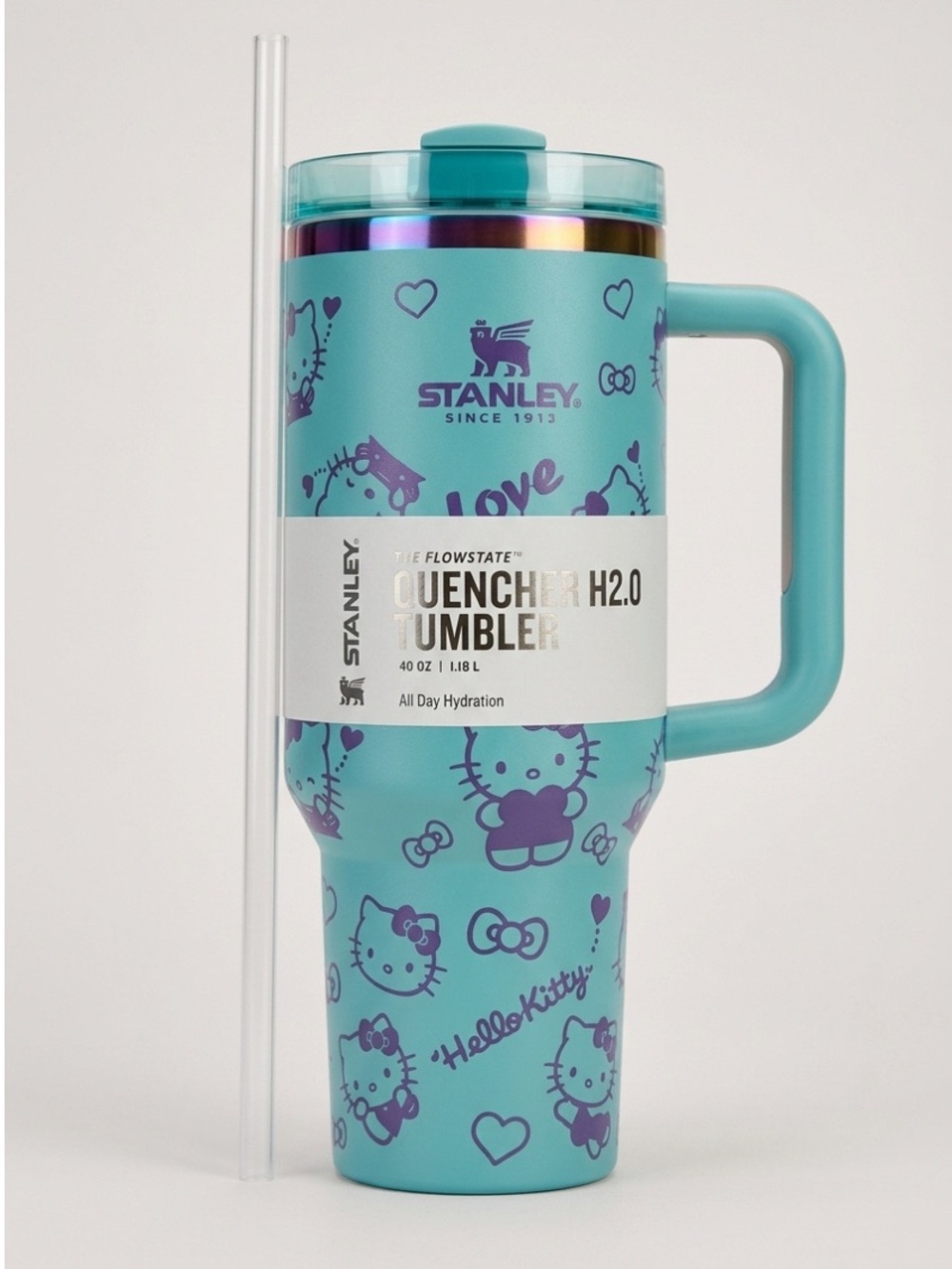 Stanley Aqua and Purple Hello Kitty Quencher Travel Tumbler with Straw